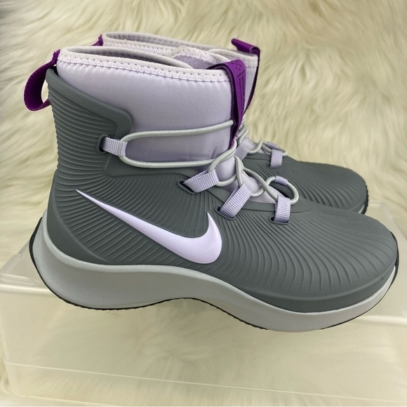 NIKE KIDS BINZIE ANKLE BOOTS GREY- PURPLE SIZE 12 CHILD - Picture 2 of 8